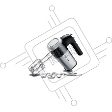 Миксер Brayer BR1302 черный/серебристый, ручной, 800 Вт, 5 скоростей