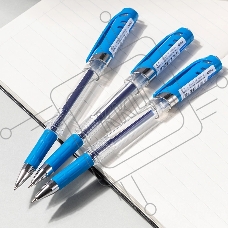 Ручка гелевая Deli EG158-BL прозрачный, d=0.7мм, синие чернила, резиновая манжета