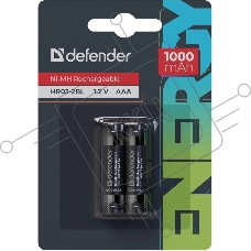Аккумуляторная батарея Defender HR03-2BL 1000 mAh ААА, Ni-MH, блистер, 2 шт.