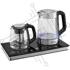 Чайный набор Kitfort КТ-6776 1.8л. 2200Вт черный/нержавеющая сталь корпус: Металл/стекло/пластик