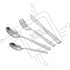 Набор столовых приборов LARA LR10-12/24 PHOENIX 24 пр, зеркальная полировка, остр. вилка, лазер, позолота