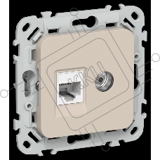 Розетка 2-местная RJ45/TV категория 5Е UTP РКТВ5е-2-0-ФлЛ льняной FLITE