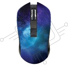 Мышь беспроводная Qumo Office M27 Universe синий, 1600 dpi, радиоканал, USB, кнопки - 4