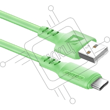 Кабель Defender F207, USB 2.0 (AM) - Type C, 1метр, 2.4А, силиконовая оплетка, зелёный.