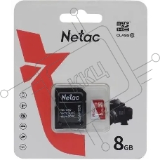 Карта памяти Netac P500 ECO MicroSDHC 8GB C10 [NT02P500ECO-008G-R], с адаптером