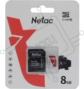Карта памяти Netac P500 ECO MicroSDHC 8GB C10 [NT02P500ECO-008G-R], с адаптером