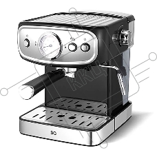Кофеварка рожковая BQ CM1006 черный-стальной, исп. кофе - молотый, 1,5 л, 850 Вт, 15 Бар.