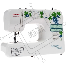 Швейная машина Janome Grape 2016 белый, электромеханическая, вертикальный качающийся, 15 операций, петля полуавтомат