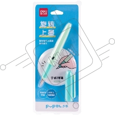 Ручка перьевая Deli Pupal (SF321GREEN) зеленый EF син. черн. блистер резин. манжета стираемая