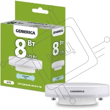 Лампа светодиодная T80 таблетка 8Вт 230В 6500К GX53 GENERICA
