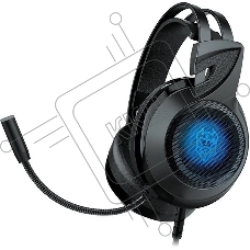 Гарнитура QUMO Odin чёрный, проводная, 3.5 мм, подсветка