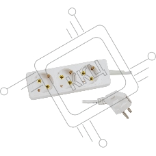 Удлинитель сетевой СТАРТ S 3x5-Z --20 dg, 3 розетки, до 10А, 5м, с заземлением, белый