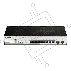 Коммутатор D-Link DGS-1210-08P/G3A, 8×1 Гбит/с PoE + 2×1 Гбит/с SFP, настраиваемый