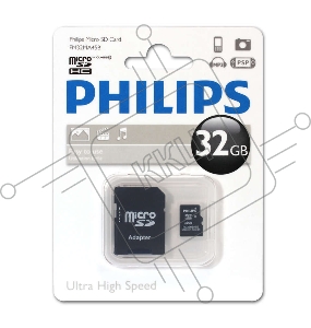 Флеш карта microSD 32GB PHILIPS microSDHC Class 10 (SD адаптер)