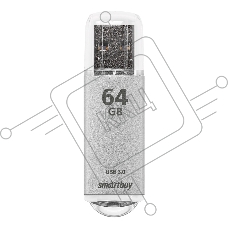 Флешка USB R/W SmartBuy 64Gb,V-CUT SILVER (SB64GBVC-S3), 64Gb, USB 3.0, R/W 75/25, серебристый