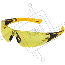 Очки защитные Denzel открытые, поликарбонатные, желтая линза, 2х комп. дужки