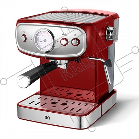 Кофеварка эспрессо BQ CM1006 Red-Steel, Мощность 850 Вт, Давление 15 бар, Объем 1.5 л, Система SafeFlap.