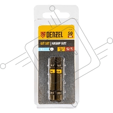 Набор бит Denzel SL5,0х50, сталь S2, шестигранный профиль, 2 шт.
