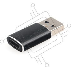 Переходник USB3.1 Cablexpert A-USB3.1-AMCF, AM/Type-C(F), 5Гбит/с, QC3.0, метал.корпус, Pro, черный, пакет