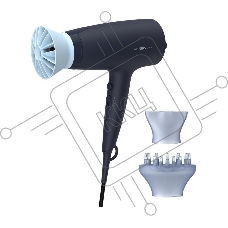 Фен Philips BHD360/20 2100Вт, 6 режимов, ионизация, ThermoProtect, концентратор, диффузор, шнур 1,8 м. синий.