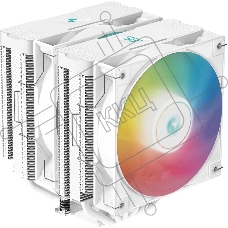 Кулер для процессора DEEPCOOL AG620 DIGITAL WH ARGB белый, 120 мм, алюминий/медь, 1950 об/мин, 29.4 дБ, 4 pin, 260 Вт, 161 мм