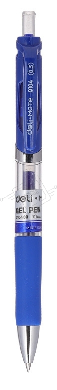 Ручка гелевая Deli Mate EQ10430 автоматическая, 0.5мм, резиновая манжета, прозрачный, синие чернила