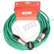 Микрофонный кабель FORCE FMC-05/10 GR XLR (F)- XLR(M), разъемы с никелевым корпусом и посеребренными контактами, 10 м, цвет зелёный