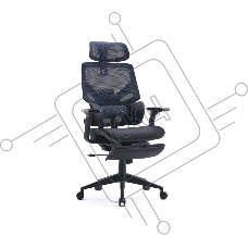 Кресло офисное Cactus CS-CHR-MC01-BLBK синий, сиденье черный, сетка/ткань, с подголов. крестов. пластик, подст. для ног Кресло офисное Cactus CS-CHR-MC01-BLBK синий, сиденье черный, сетка/ткань, с подголов. крестов. пластик, подст. для ног