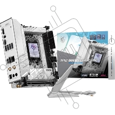 Материнская плата MSI MPG B860I EDGE TI WIFI, LGA 1851, Intel B860, 2xDDR5 (до 128 ГБ), 2xSATA, 2xM.2 (1xPCIe 5.0, 1xPCIe 4.0/SATA), 1xPCIe 5.0 x16, 1xHDMI, 1x5Gb LAN, Wi-Fi 7, Bluetooth 5.4, 1xUSB-C 40Gbps (Thunderbolt 4), 1xUSB-C 10Gbps, 1xUSB-A 10Gbps, 4xUSB-A 5Gbps, 2xUSB-A 2.0, 3x3.5 мм + S/PDIF оптический, 7.1, белый/серебристый, Mini-ITX
