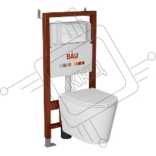 Комплект BAU 6 в 1: инсталляция BAU PRO, унитаз подвесной торнадо Bau Nimb Hurricane-3, сиденье дюропласт микролифт, клавиша из стекла BAU Dream, белая