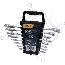 Набор комбинированных гаечных ключей 8 шт Deli DL130008A Спецификация: 6 мм, 8 мм, 10 мм, 12 мм, 14 мм, 15 мм, 17 мм, 19 мм. Матовая хромированная поверхность. Пластиковая упаковка.