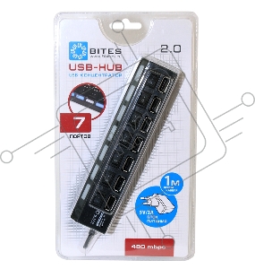 Концентратор USB 5bites HB27-203PBK 7*USB2.0 / БП 5В-2А / 1M / BLACK