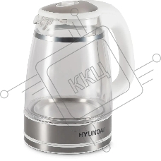 Чайник электрический Hyundai HYK-G3506 1.7л. 2200Вт белый/серебристый корпус: стекло