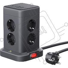 Сетевой фильтр Defender ILS 451 черный (2м, 8 розеток, 2USB-A, 2USB-C)