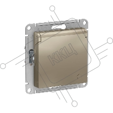 Механизм розетки 1-м СП AtlasDesign 16А IP20 с заземл. защ. шторки с крышкой шампань