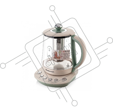Электрический чайник BRAYER BR1015 2200 Вт,1,5 л, подст, 40-100 °С, завар.чая, стеклян