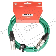 Микрофонный кабель FORCE FMC-05/3 GR XLR (F) -XLR (M), разъемы с никелевым корпусом и посеребренными контактами, 3 м, цвет зелёный
