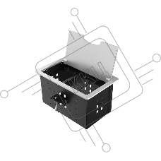 Прямоугольный металлический корпус Wize Pro [WRTS-12BOX-S] для модульной системы врезного лючка в стол с откидывающейся крышкой, до12 модулей-вставок, беспроводная зарядка 10Вт для моб.устройств на крышке, преустановленная рамка,серебр.