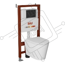 Комплект BAU 6 в 1: инсталляция BAU PRO, унитаз подвесной торнадо Bau Nimb Hurricane-3, сиденье дюропласт микролифт, клавиша BAU Stil, черный матовый