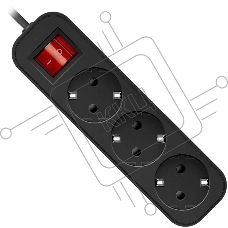 Удлинитель Defender G318 чёрный, 1.8 м, EURO, 3 розетки, 2200 Вт