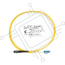 Комм. шнур оптический Cabeus Tight Buffer, Simplex LC/ST, OS2 9/125, LSZH, 1м, Ø 3мм, черный хвостовик, желтый