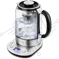 Чайник электрический Kitfort KT-6116 1.7 л, 2200 Вт, нержавеющая сталь/черный (корпус: стекло)