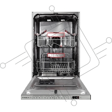 Встраиваемая посудомоечная машина Kuppersberg GHS 4526, High-Tech, 45 см, 10 комплектов, 3 корзины, 8 программ, отсрочка старта, автоматическое открывание двери, LED подсветка, сенсорное управление, луч на полу, половинная загрузка, UV-лампа, энергоэффективность А
