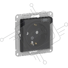 Механизм розетки 1-м СП AtlasDesign Aqua 16А IP44 с заземл. защ. шторки с прозрачной крышкой карбон SchE ATN441046