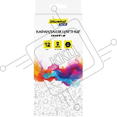 Карандаши цветные Silwerhof Color 2.8мм, шестигранный профиль, дерево, ассорти, 12 цветов, коробка с европодвесом