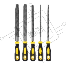 Набор напильников Deli DL352085 5шт Корпус напильника изготовлен из инструментальной стали T12. Обрезиненная платиковая ручка.