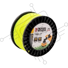 Леска для триммера Denzel витой квадрат, 2,4мм х 243м, на DIN катушке FLEX CORD