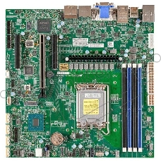 Материнская плата Supermicro X13SAZ-F, LGA1700, Intel R680E, 4xDDR5, 4xSATA, 1xM.2, 1xPCIe 5.0 x16, 2xPCIe 4.0 x4, 1xVGA, 1xDVI-D, 1xHDMI, 2xDisplayPort, 2x2.5Gb LAN, 4xUSB 3.2 Gen2, 3x3.5 мм, 7.1, microATX