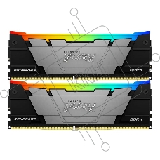 Оперативная память Kingston Fury Renegade, DDR4, 32GB (2x16GB), 3200MHz, CL16, DIMM, с радиатором, RGB, серебристый/чёрный