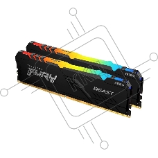 Оперативная память Kingston Fury Beast, DDR4, 16GB (2x8GB), 3200MHz, CL16, с радиатором, RGB, чёрный